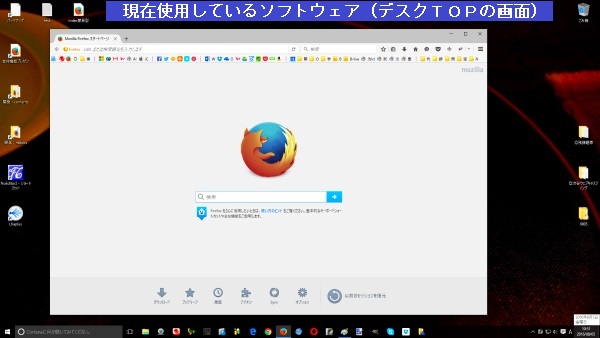 現在使用しているソフトウェア（デスクＴＯＰの画面）