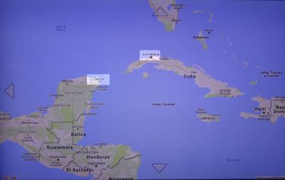 カンクンとキューバのハバナ（Google地図）